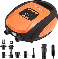 Kosmegal 20PSI Electric SUP Paddle Board Pump - Portable Air Compressor with Auto-Off, Deflation & 12V DC for Inflatables, Kayaks