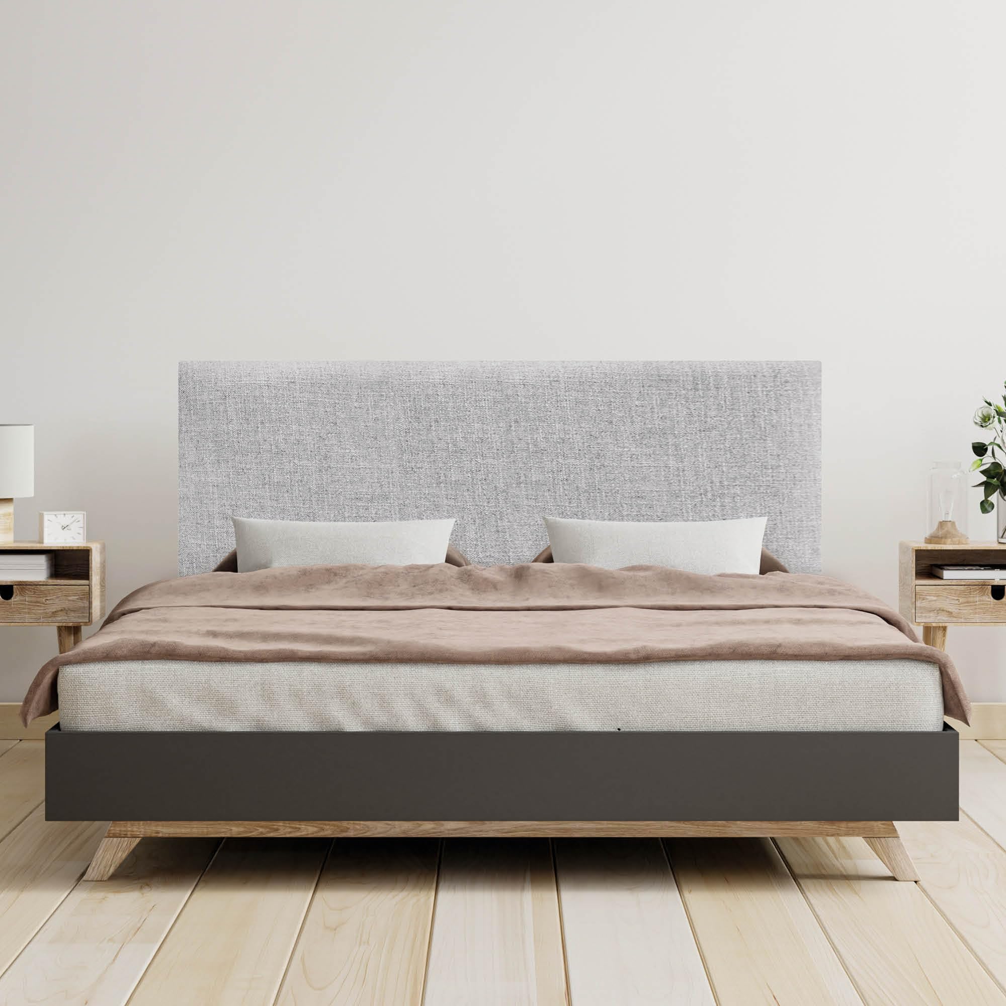 DHOME Cabecero de Lino Natural Liso hasta el Suelo con 8cm de Grosor Cabezal Tapizado Cama Dormitorio Moderno Top Trending (Gris Claro, 160cm (Camas 150))