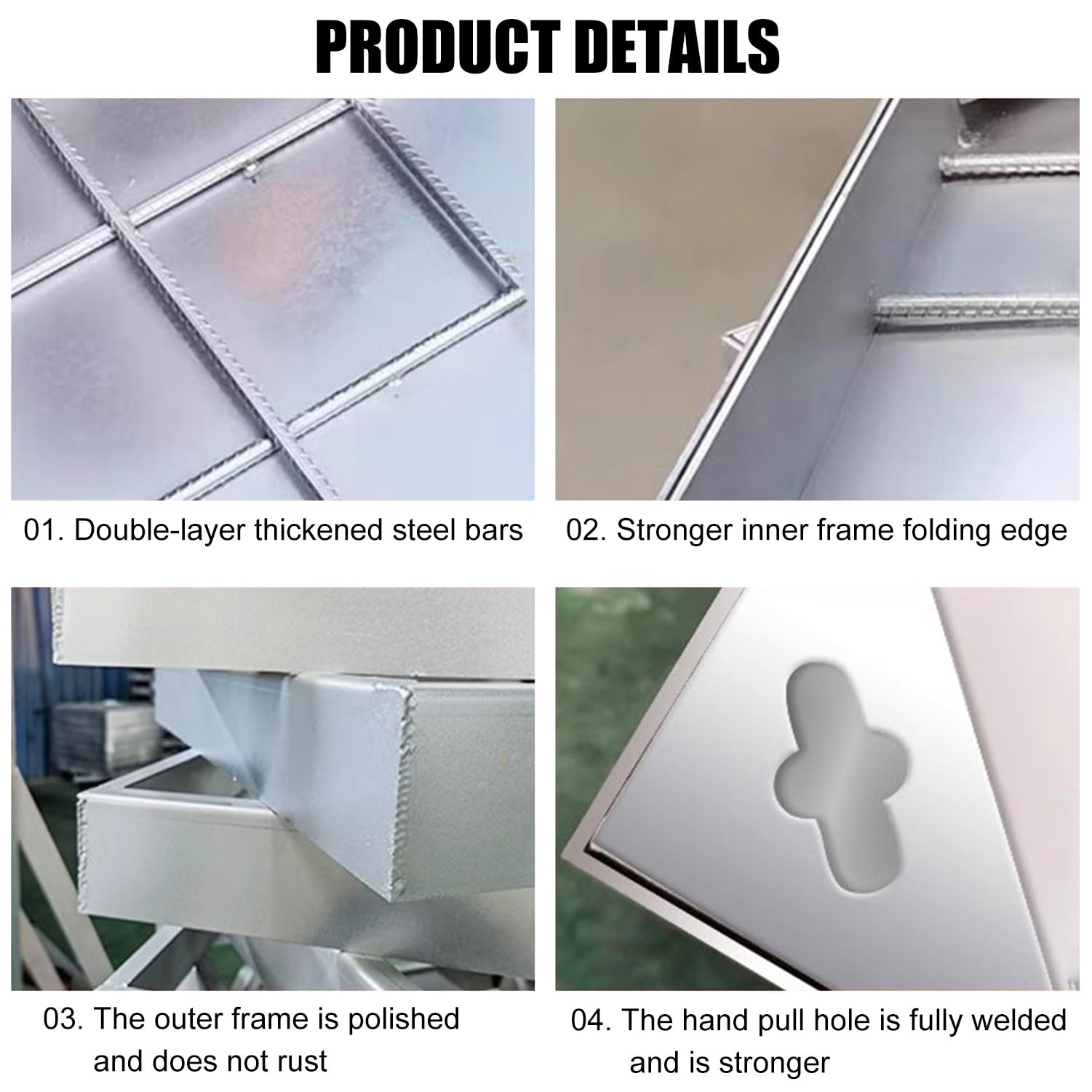 Tapa de alcantarilla empotrada Invisible - Marco de Acero Inoxidable 304, Perfil bajo de 5 cm/8 cm de Altura, Duradera y Resistente, Ideal para Uso en Exteriores e Interiores (50 x 50 cm).