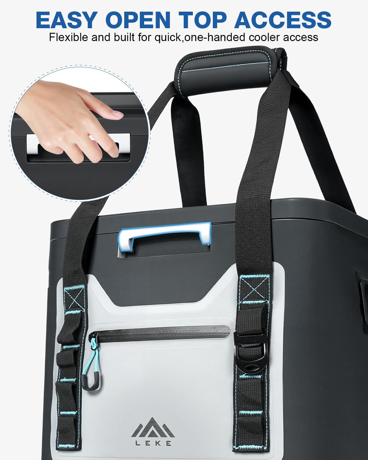 Lekesky Soft Cooler Bag 20 Can, Leakproof Insulated Cooler Backpack, Insulated Bag Portable Ice Chest Box for Beach, Beverage, Travel, Camping, Picnic, Trips, Floating Cooler with Zipper