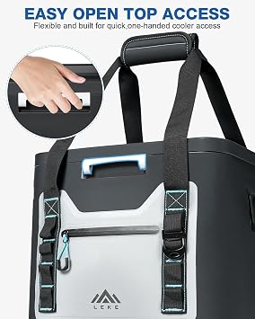 Lekesky Soft Cooler Bag 20 Can, Leakproof Insulated Cooler Backpack, Insulated Bag Portable Ice Chest Box for Beach, Beverage, Travel, Camping, Picnic, Trips, Floating Cooler with Zipper