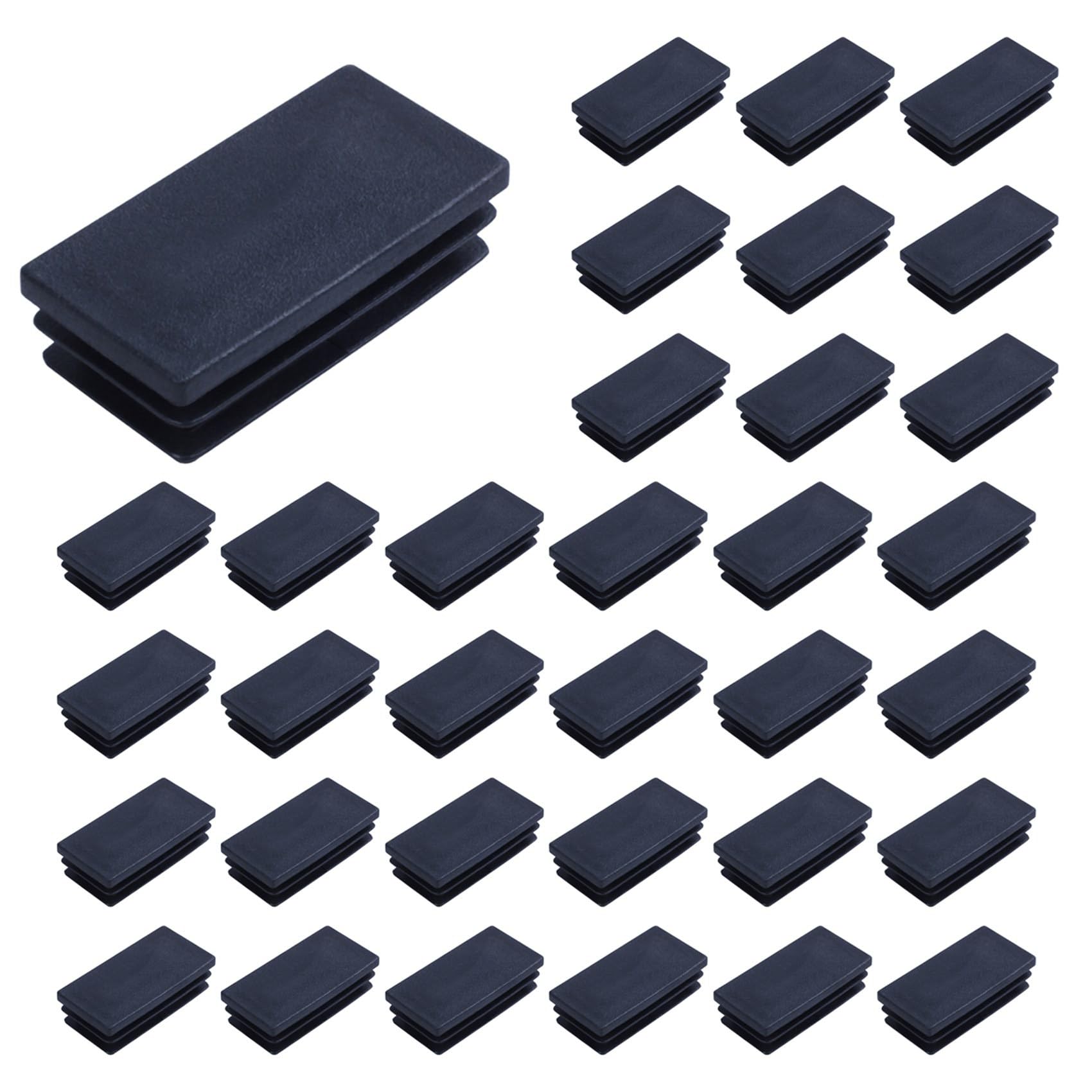 Hndhbfgrt Plastic Rectangle Blanking End Tube Caps Inserts 25x50mm 240pcs Black