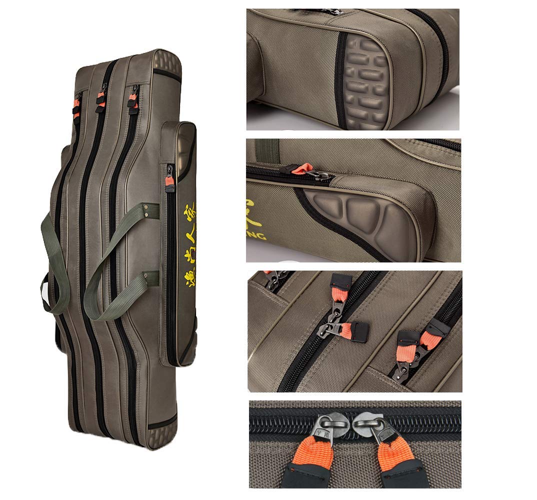 TentHome Angeltaschen Rutentaschen 2-5 Kammern Rutenfutteral Angelkoffer Angelrutentasche 2-5 Fächer Angelrute-Rolle Tasche für Angeln, Seefischerei, Eisfischen, Camping 90cm, 4 Kammern