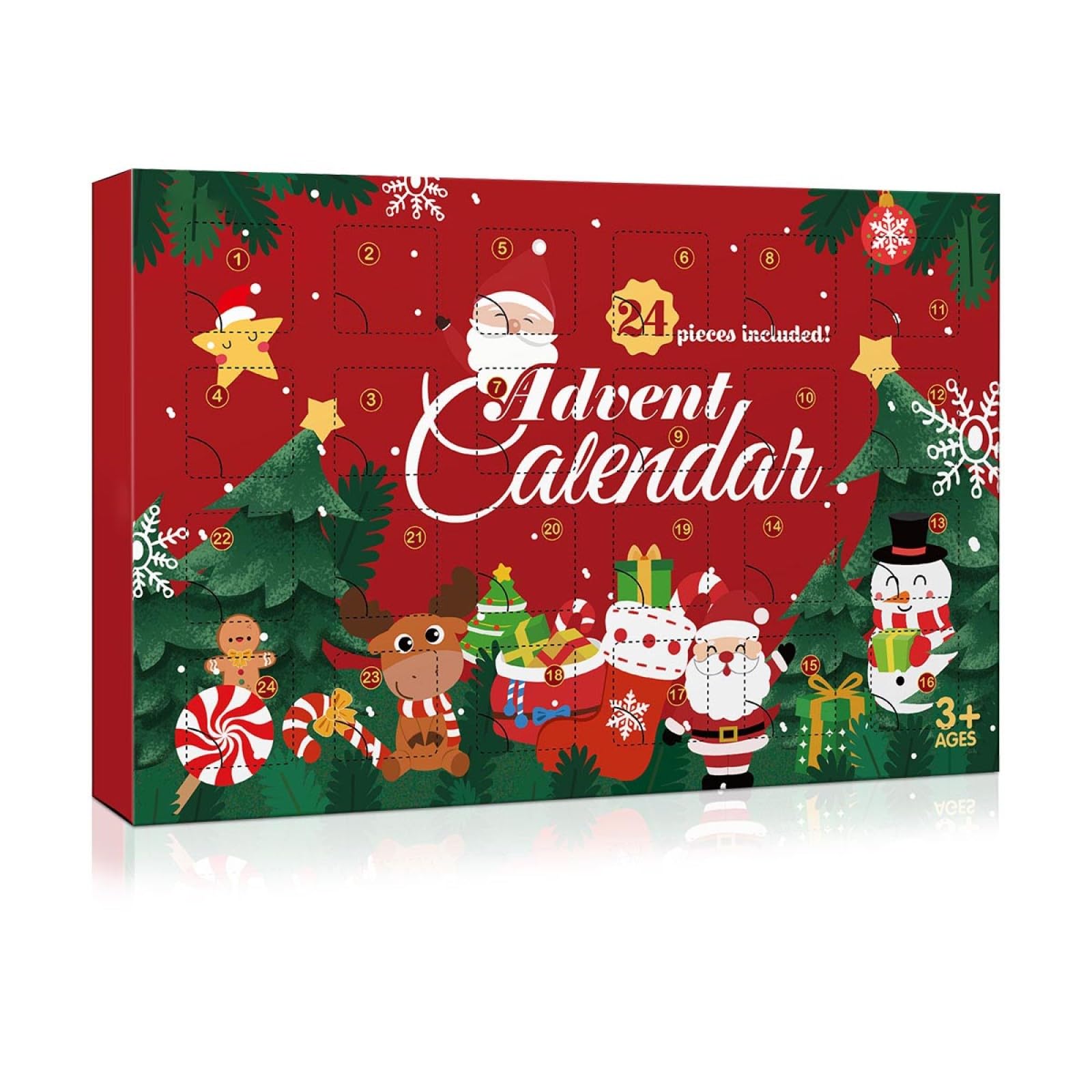 Garneck Calendario dell'Avvento di Natale con 24 decorazioni da appendere, calendario dell'Avvento di Natale, decorazioni da appendere all'albero di Natale