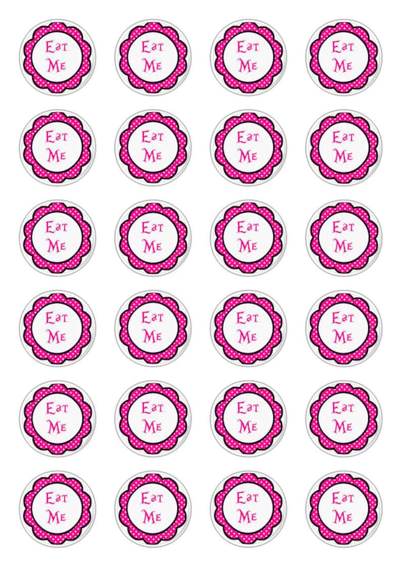 Ediblecakedecorations Various Colours 24 X Eat Me Alice In Wonderland Celebration Edible Paper Cupcake Toppers Cake Decorations