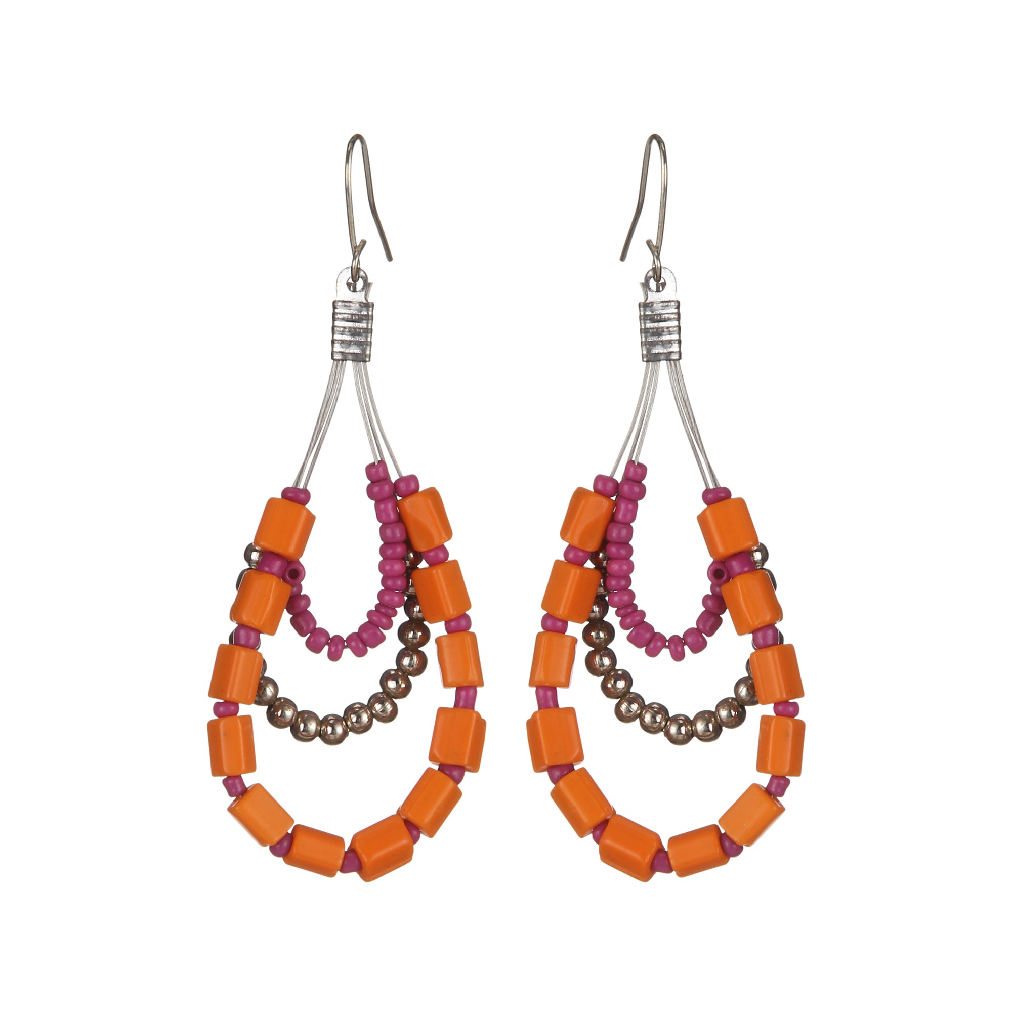 DCA Glass/Steel Women Earrings (Orange-Pink) (B01JZ6DM04) Amazon Price History, Amazon Price Tracker