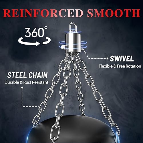 Miniatura 5 de Saco de boxeo para adultos, juego de saco de boxeo pesado Oxford de 4 pies, saco de boxeo con guantes de boxeo de 12 onzas, cadenas, envolturas de