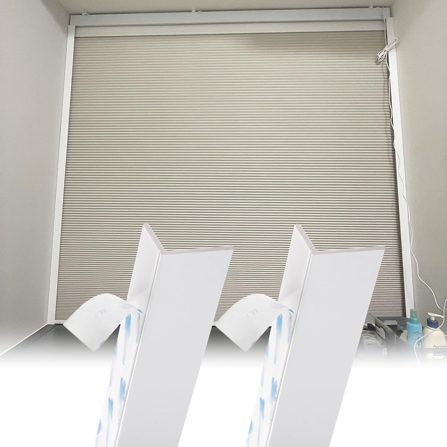 PVC Light Blocking Strips for Window Shades - 2 pcs White, 46in - Cuttable DIY Light Gap Blocker for Bedroom & Bathroom Privacy Protection, Ideal for Roller Blinds