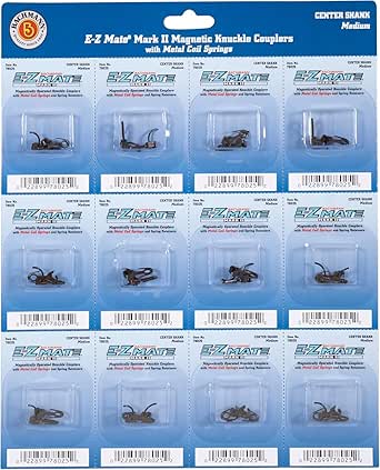 Bachmann Trains E-Z Mate Magnetic Knuckle Couplers | HO Scale Center Shank Long (12 Pair Card)