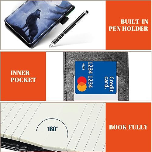 Miniatura 5 de Juego de 4 soportes para bloc de notas de tamaño de bolsillo, de piel sintética, mini bloc de notas con 2 bloc de notas pequeños y lápiz capacitivo,