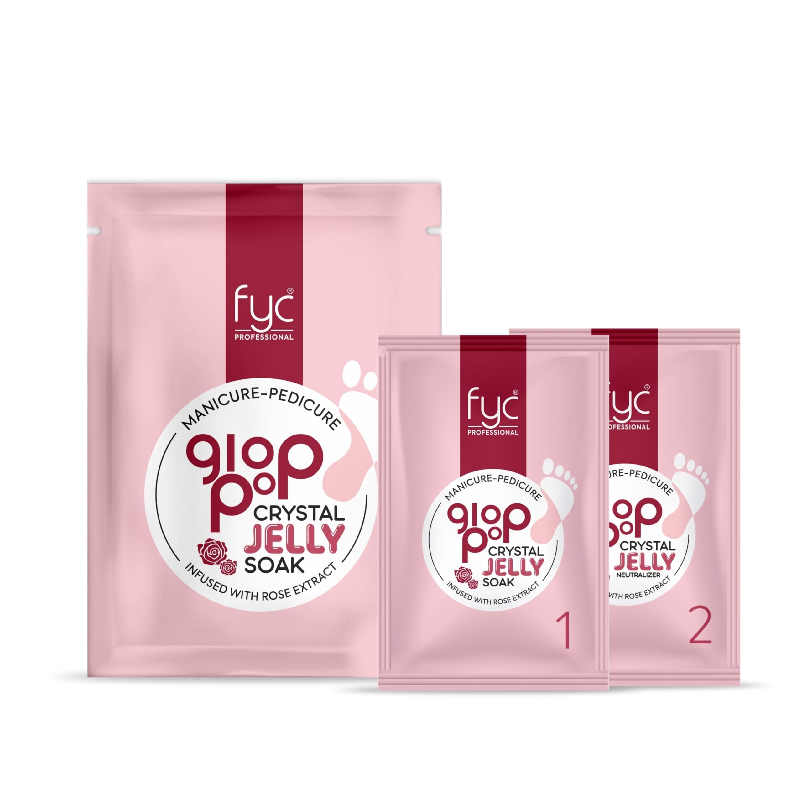 FYC Professional Glop-Pop Jelly Soak Anti-Stress Rose Manicure Pedicure Kit for Hand & Feet Relaxation, Softening & Spa Care – Pack of 2 (23g x 2 Each)-image-23