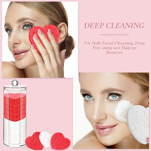 Vista 94 de Sieral 120 esponjas faciales comprimidas con contenedor, almohadillas de esponja desechables para lavar la cara, exfoliante, esteticista, Verde