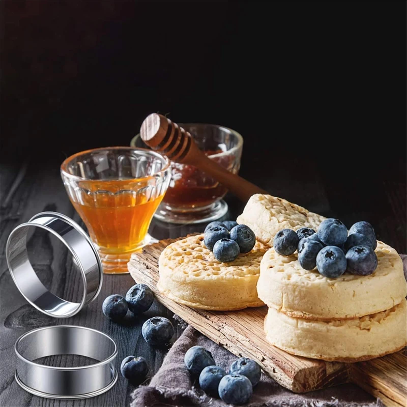 6 Piezas Anillos de Tarta Muffin Anillo Doble Laminado Acero Inoxidable Molde Redondo Metal for Hacer Alimentos para Repostería Y Horneado