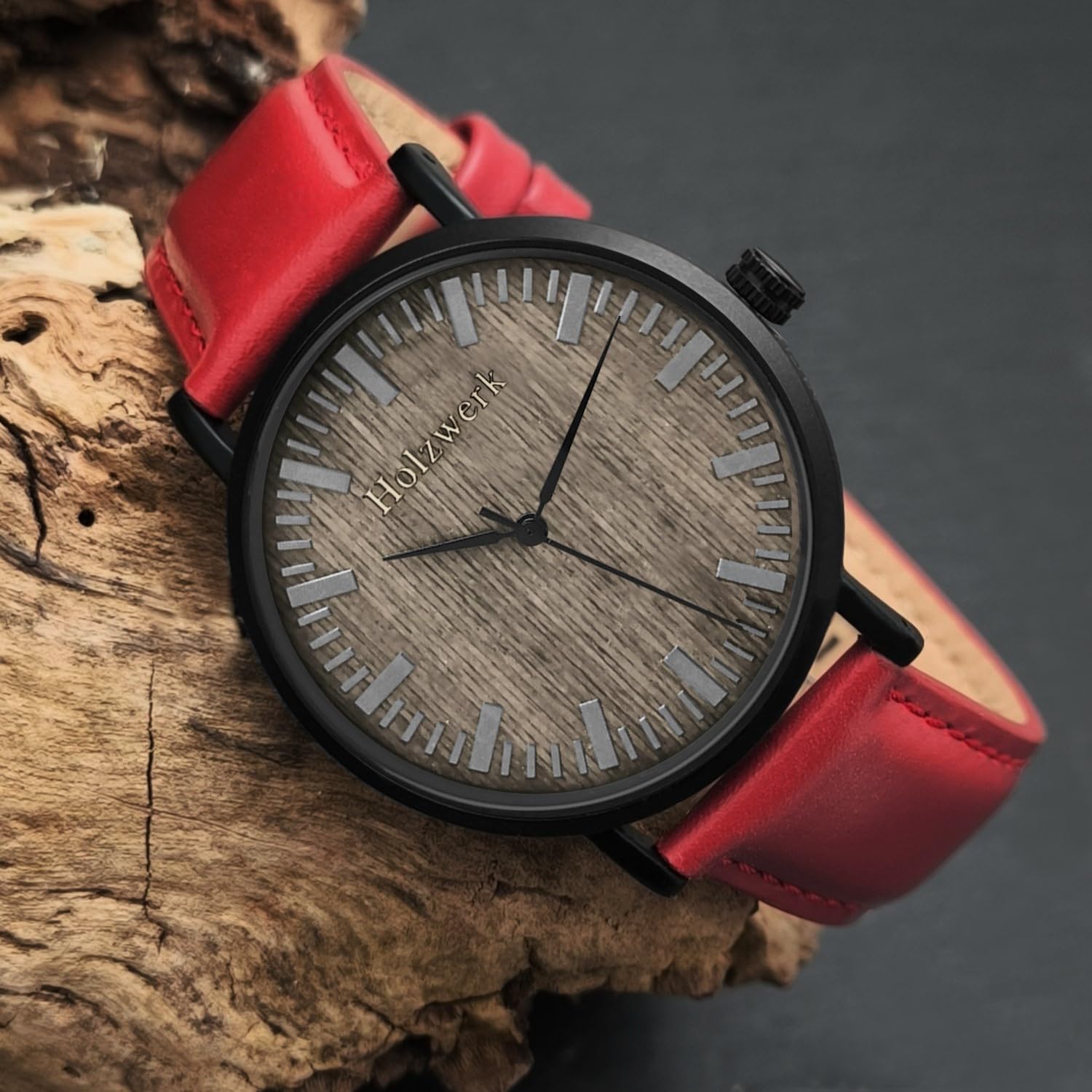 Holzwerk Germany Ręcznie wykonany płaski designerski zegarek unisex męski zegarek damski zegarek ekologiczny naturalny drewniany zegarek analogowy klasyczny zegarek kwarcowy czerwony brązowy czarny