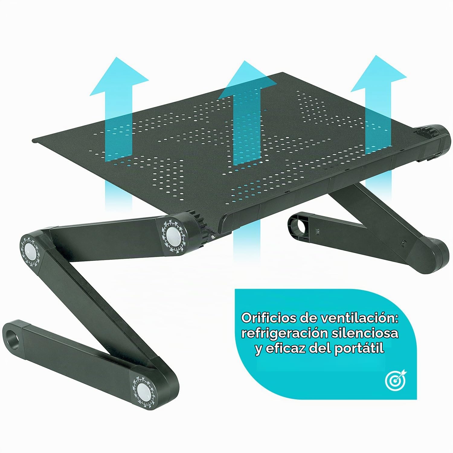 Wonder Worker Newton Mesa Ordenador Portátil Multifuncional Ajustable | Soporte de Regazo para Laptop Tablet Plegable| para Diván Sofá Cama | Aluminio Extra Ligero | Negro
