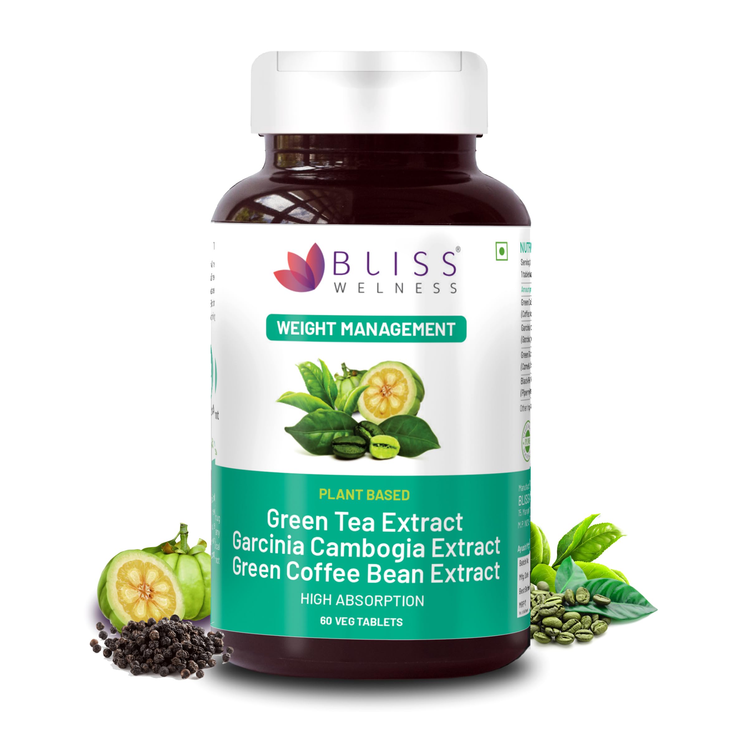 Weight Management Combo | Green Tea Extract + Garcinia Cambogia Extract 60% + Green Coffee Bean Extract 50% | Appetite Control Metabolism Antioxidant Fat Management Supplement - 60 Vegetarian Tablets-image-40
