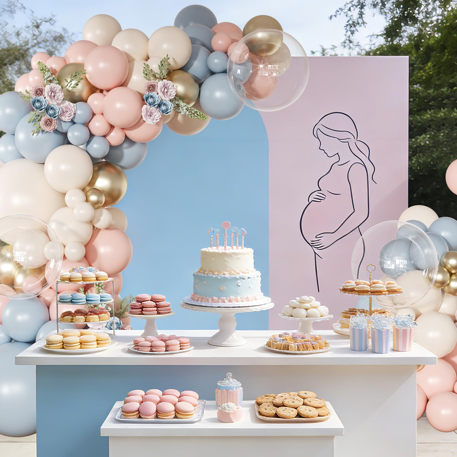 Ballongirlande, Bogen-Set, 126 Stück, Rosa, Blau, Sand, Weißgold, Luftballons für Jungen oder Mädchen, Deko, Babyparty, Boho, Junggesellinnenabschied, Hochzeit, Geburtstag, Partyzubehör