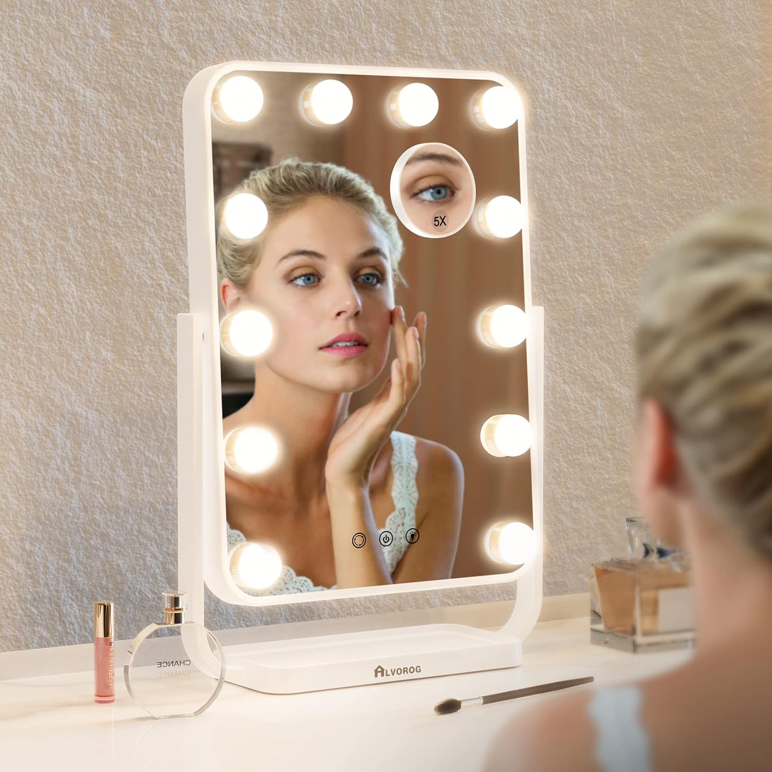 alvorog Hollywood Mirror with Lights, Vanity Mirror with 3 Color Modes