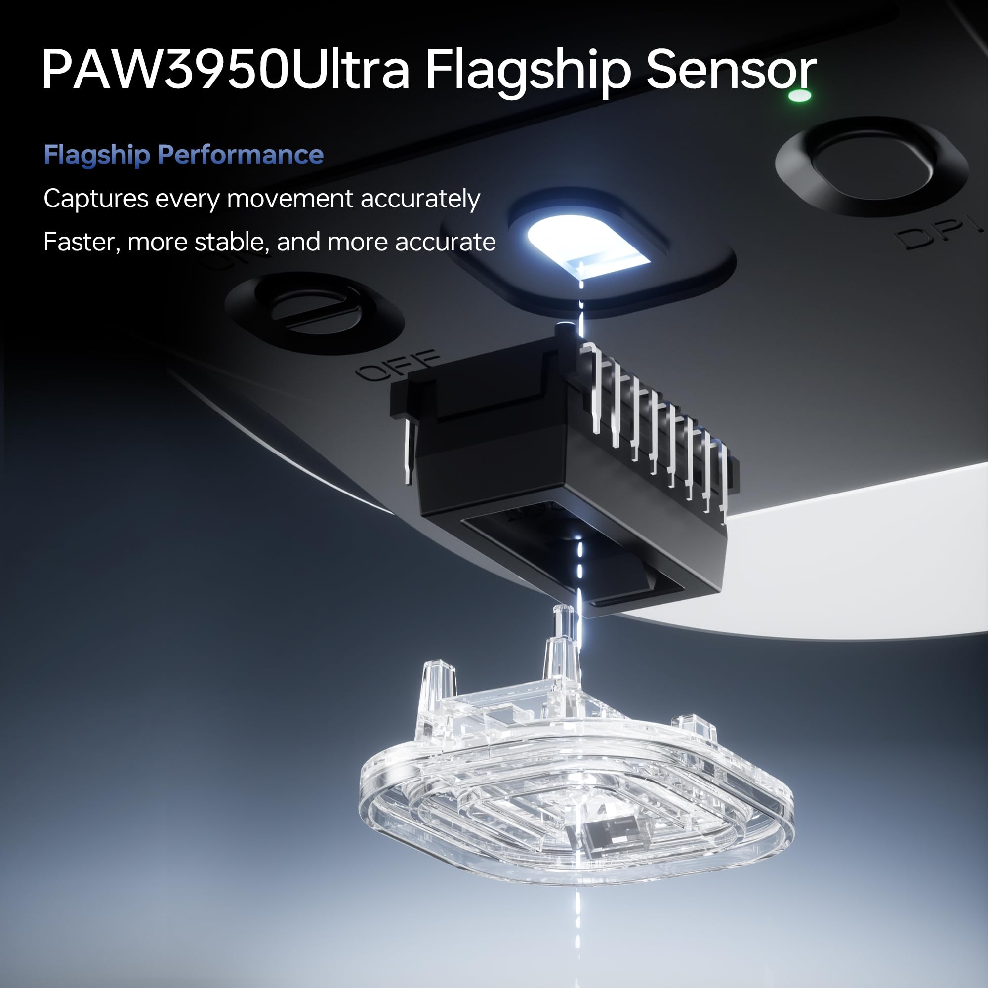 ATK Dragonfly Y9 - Ratón para juegos, 55 g, ligero, PAW3950 Ultra Sensor, Nordic 54L15 MCU, interruptores ópticos, tasa de sondeo de 8K Hz, batería de 800 horas 2.4G/USB-C (blanco, Ultimate)
