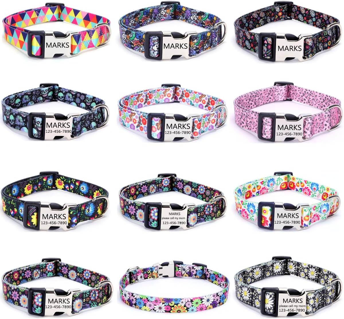 Custom Dog Collar With Nameplate,Personalized Engraved Id Number,Bowtie