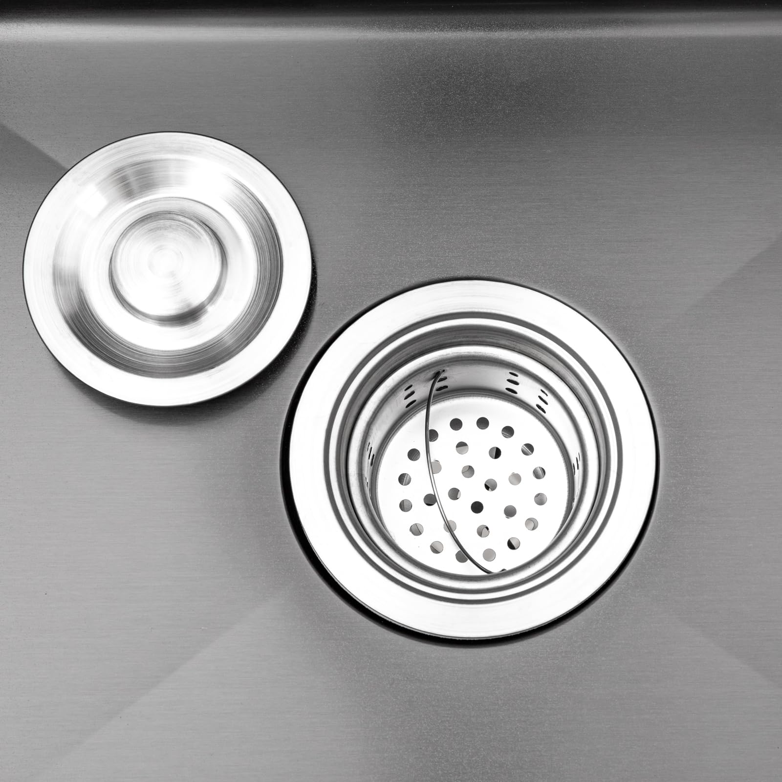 Kit de fregadero de cocina de acero inoxidable negro mate, incluye fregadero empotrado, grifo de cocina con dispensador de jabón y bajante de 45 x 40 cm, giratorio 360 ° - Fregadero Cocina 1 Seno