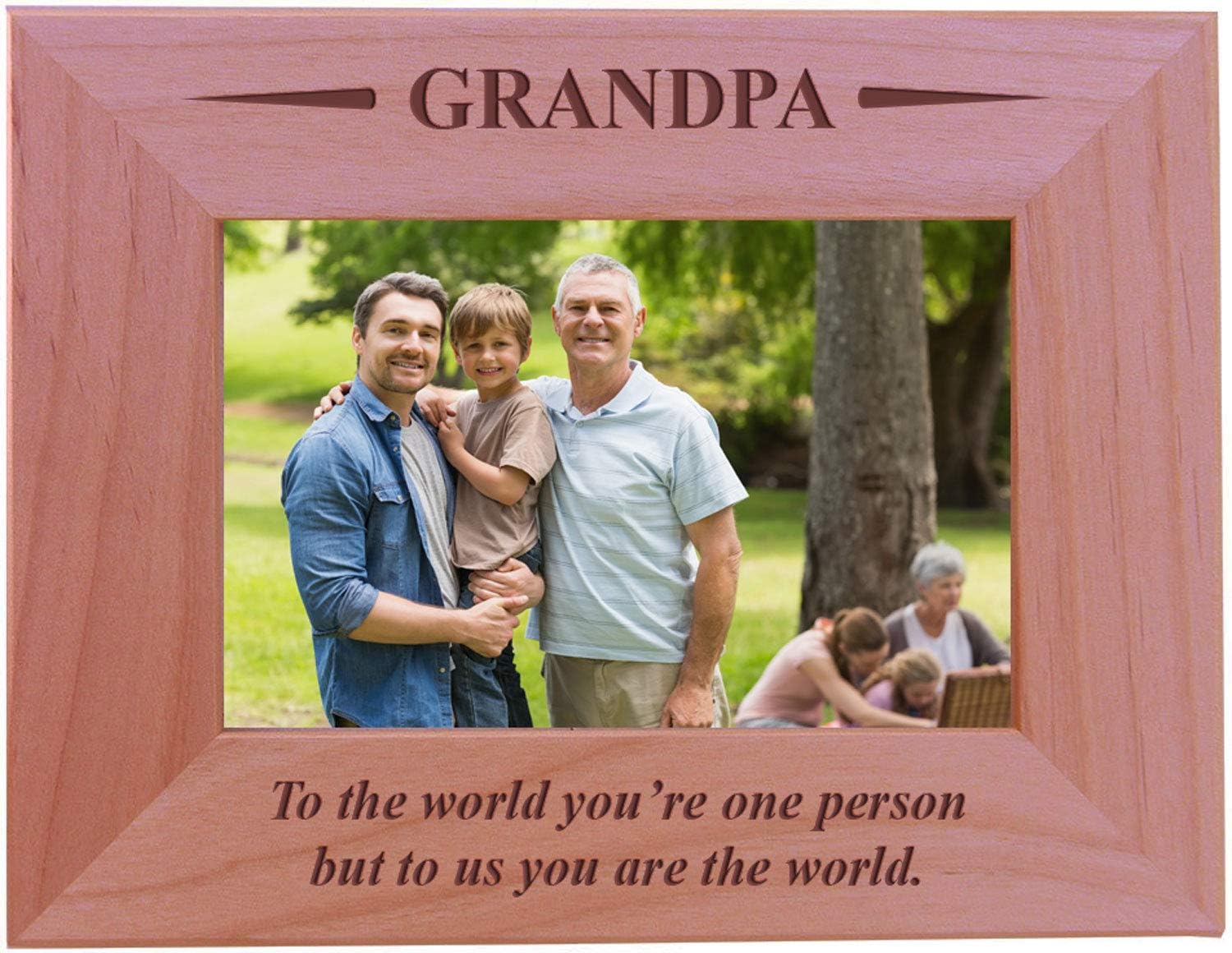 CustomGiftsNow Grandpa - to The World You're one Person but to us You are The World - Engraved Wood Picture Frame (5x7 Vertical)