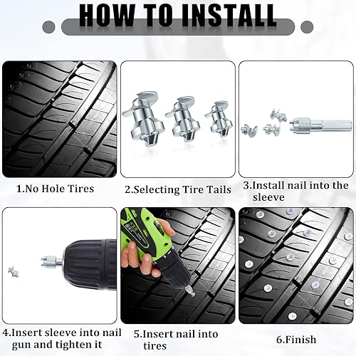Miniatura 7 de 50 piezas de clavos de neumáticos de carburo para neumáticos de camión, tachuelas de nieve para neumáticos de moto de nieve con herramienta de