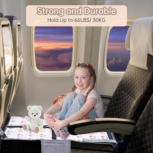 Miniatura 4 de Cama de avión para niños pequeños, extensor de asiento de avión para niños, cama portátil para niños pequeños, artículos esenciales de viaje en