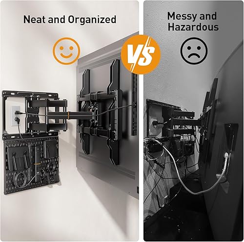 Miniatura 3 de PERLEGEAR Soporte de TV de movimiento completo con tablero de clavijas de metal para la mayoría de televisores planos o curvos de 42 a 84 pulgadas