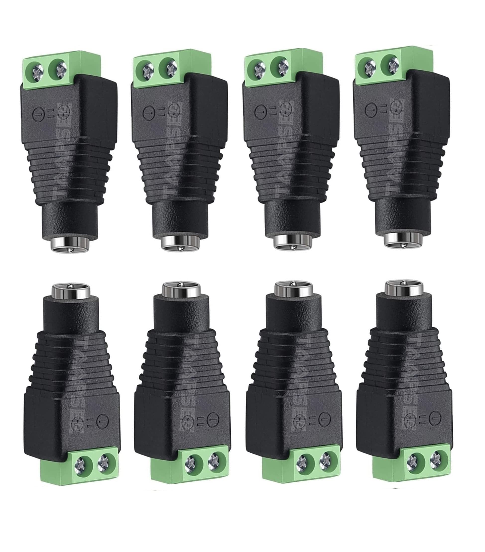 TAAPSEE (8 X Female 12V DC Power Connector 5.5mm X 2.1mm 24V Power Jack Socket for Led Strip CCTV Security Camera Cable Wire Ends 8Pcs Plug Barrel Adapter-image-16