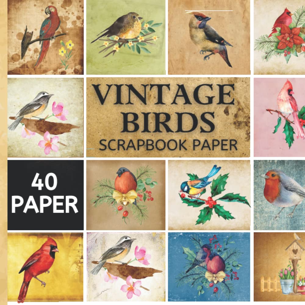 Vintage Birds Scrapbook Paper: 40 Birds Ephemera Collection for Scrapbooking, Collage and Others paper Craft