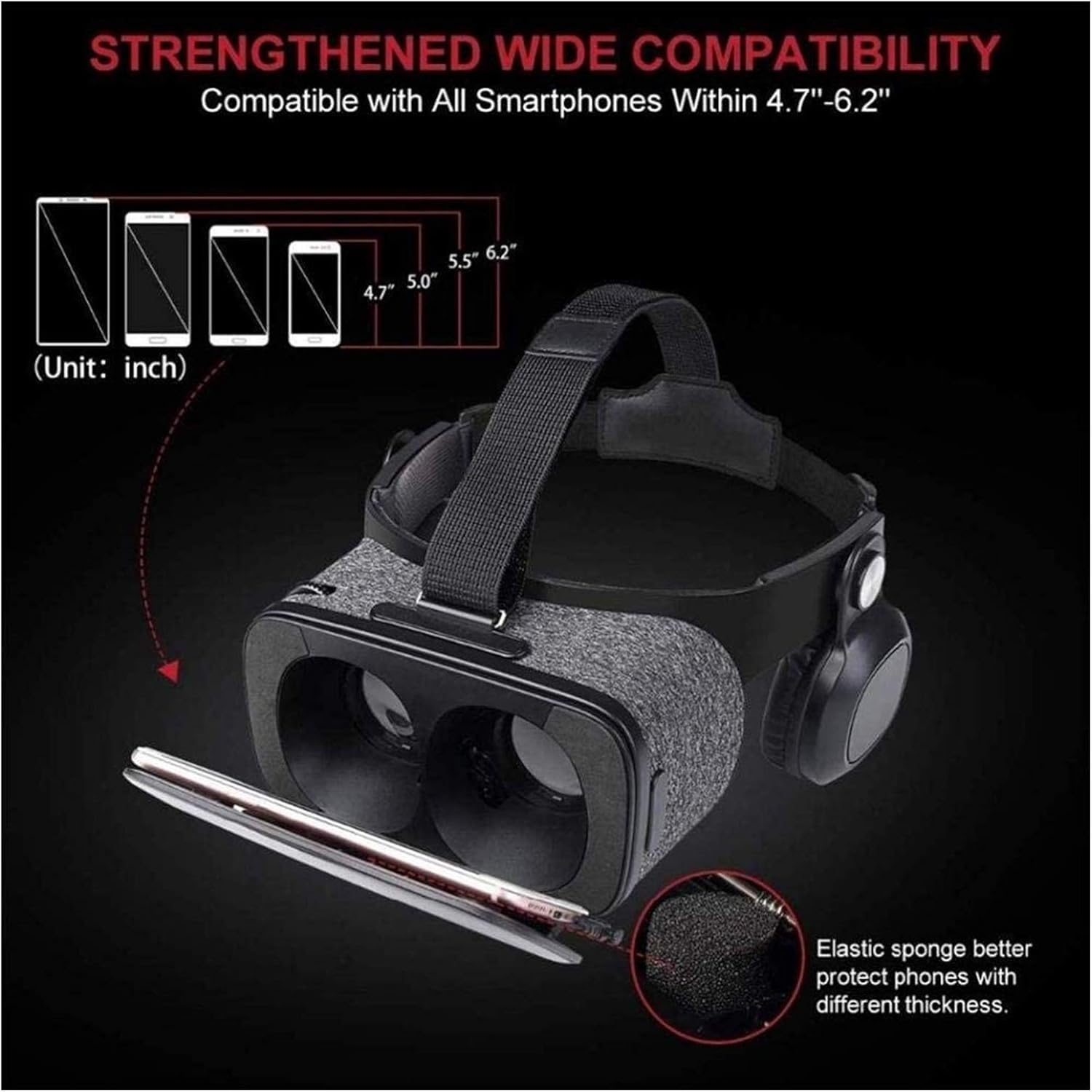VR It Compatible with iPhone Android Phone - Universal Virtual Reality Goggles - with 120°FOV Soft Comfortable 3D VR Glasses