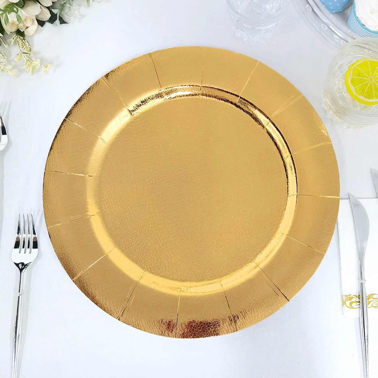 Efavormart – Paquete de 10 platos de carga desechables dorados de 13 ...