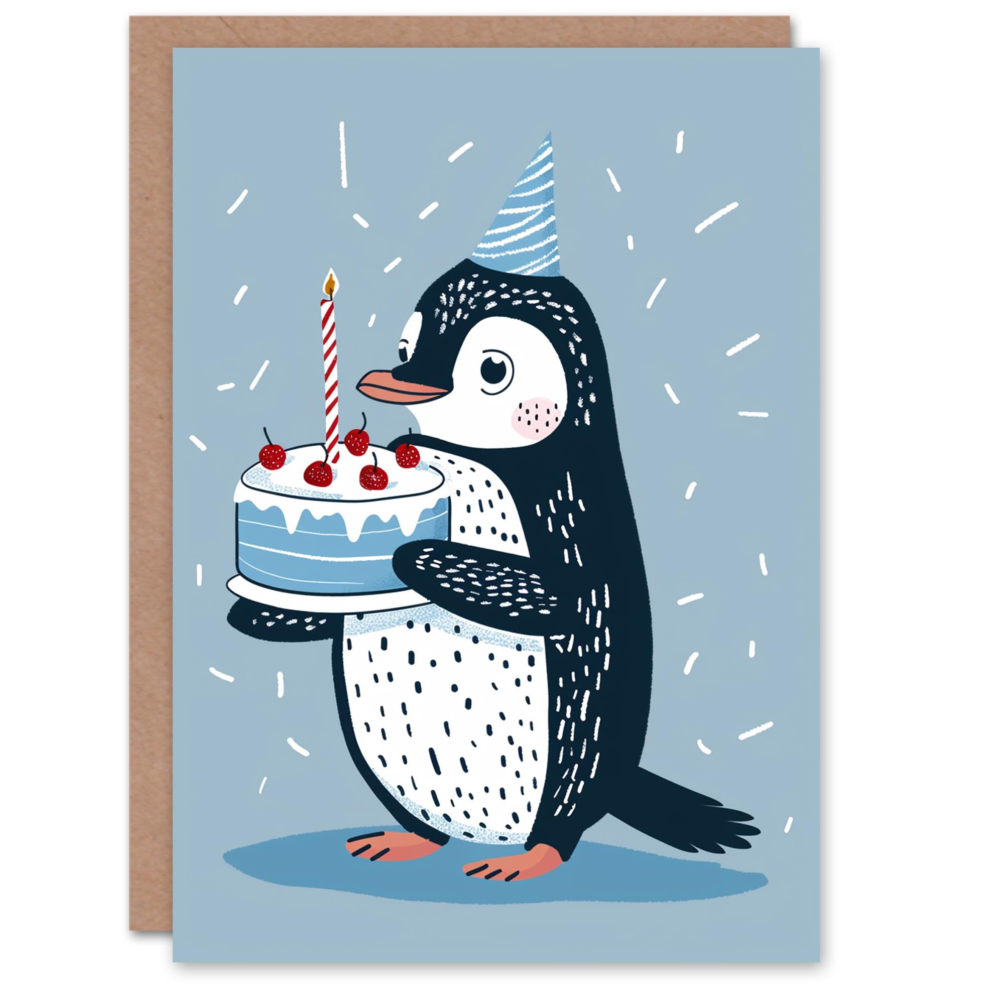 Artery8 Birthday Card - Kids - Penguin Design - Blue