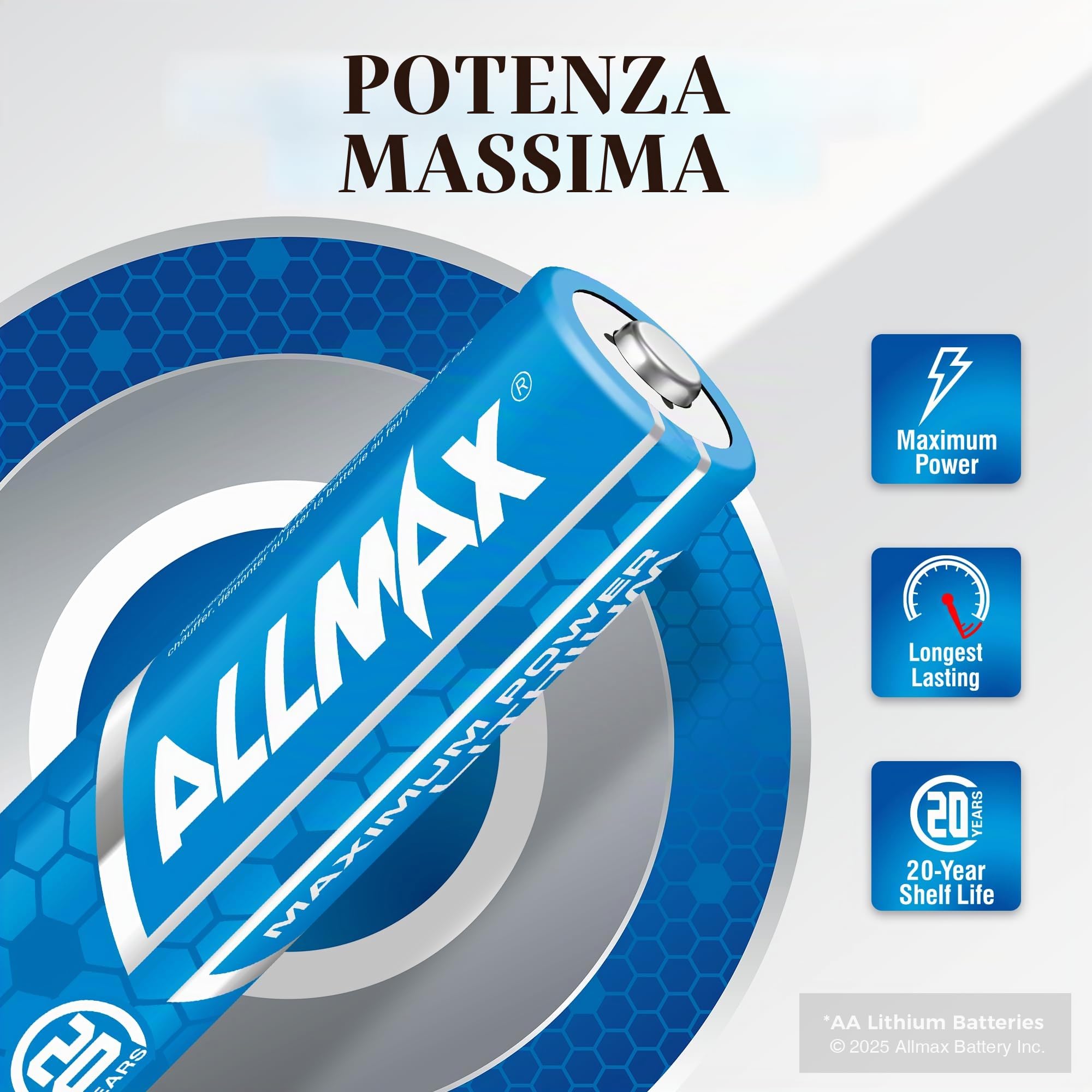 Batterie Allmax AA al litio Maximum Power (24 Pezzi) – Lunga durata, a prova di perdite, conservazione fino a 20 anni – Perfette per telecamere di sicurezza blink – 1.5V
