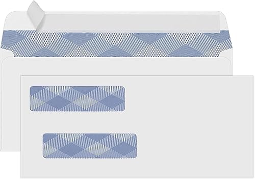 Sobres comerciales autosellados 500#8, diseño de doble ventana PANDRI No.8 para negocios y Quickbooks Check (factura no ajustada), correo seguro de