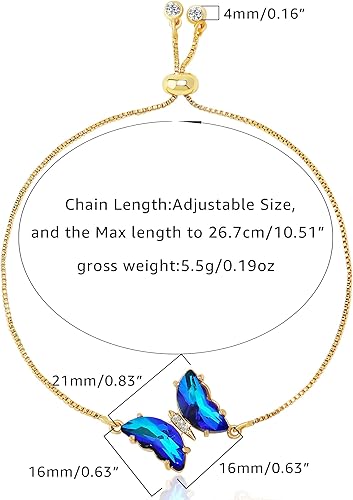 Miniatura 2 de Collar chapado en oro de 18 quilates, collar y pulsera de cristal de mariposa para mujer, joyería de mariposa para regalos de mujer, collares con