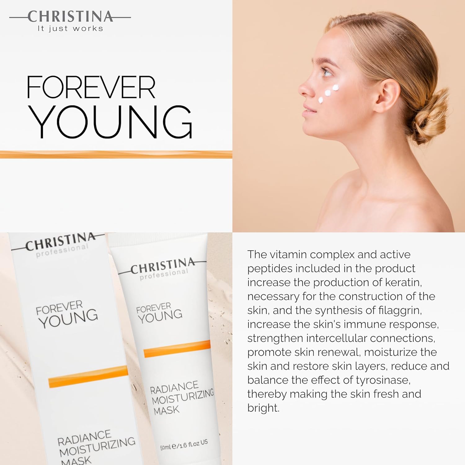 Christina Forever Young Radiance Moisturizing Facial Mask with Vitamin E | Anti-Aging Nourishing Face Masks Skincare | Skin Renewal Boost | Strengthens and Revitalizes Skin | For All Skin Types 50ml - Image 6