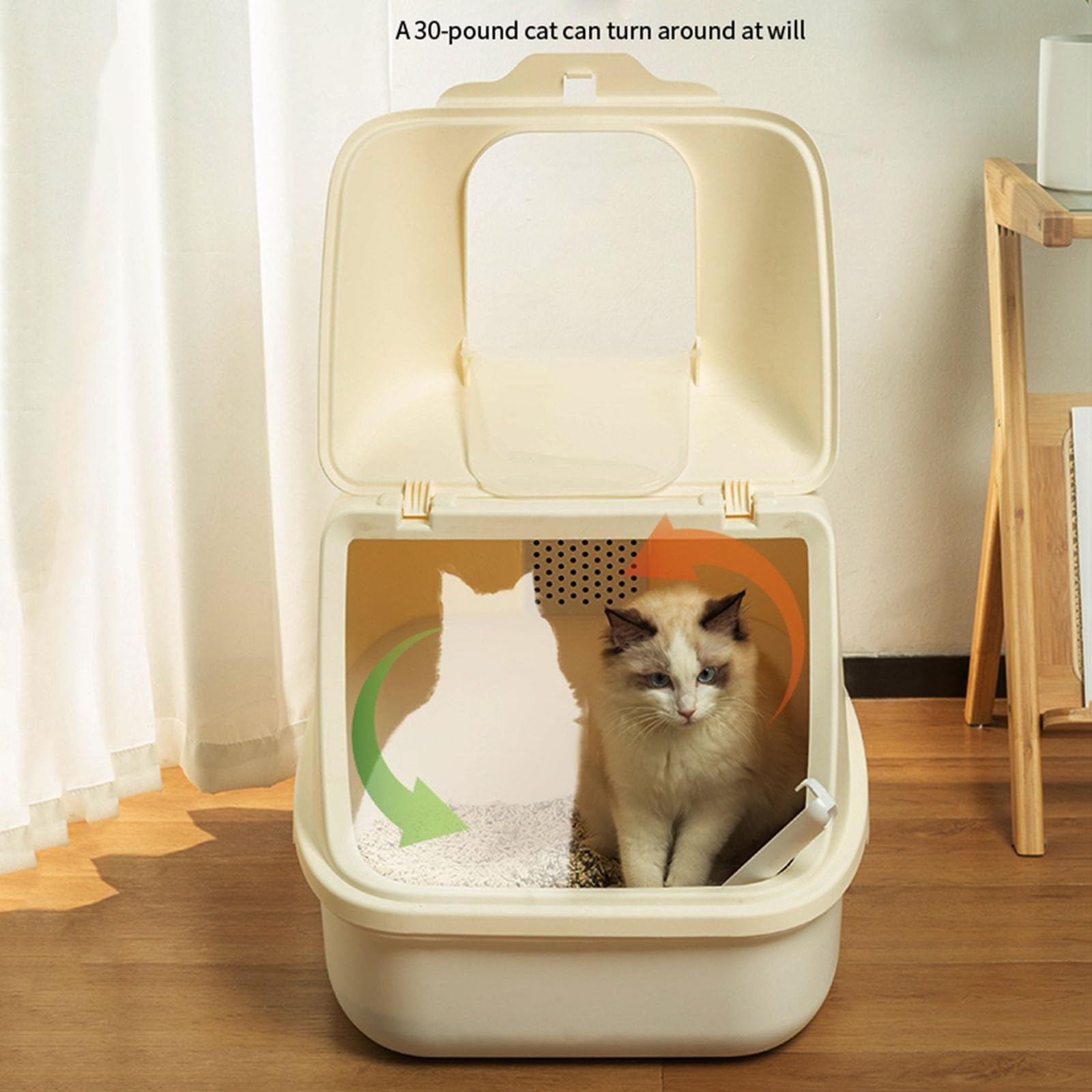 Exclusivo para Gatos y Perros Bandeja de Arena for Gatos con Capucha, Caja plástico Cerrada for, for Solapa en la Puerta Delantera, Bandeja for fácil Limpieza para Interiores(Grey)