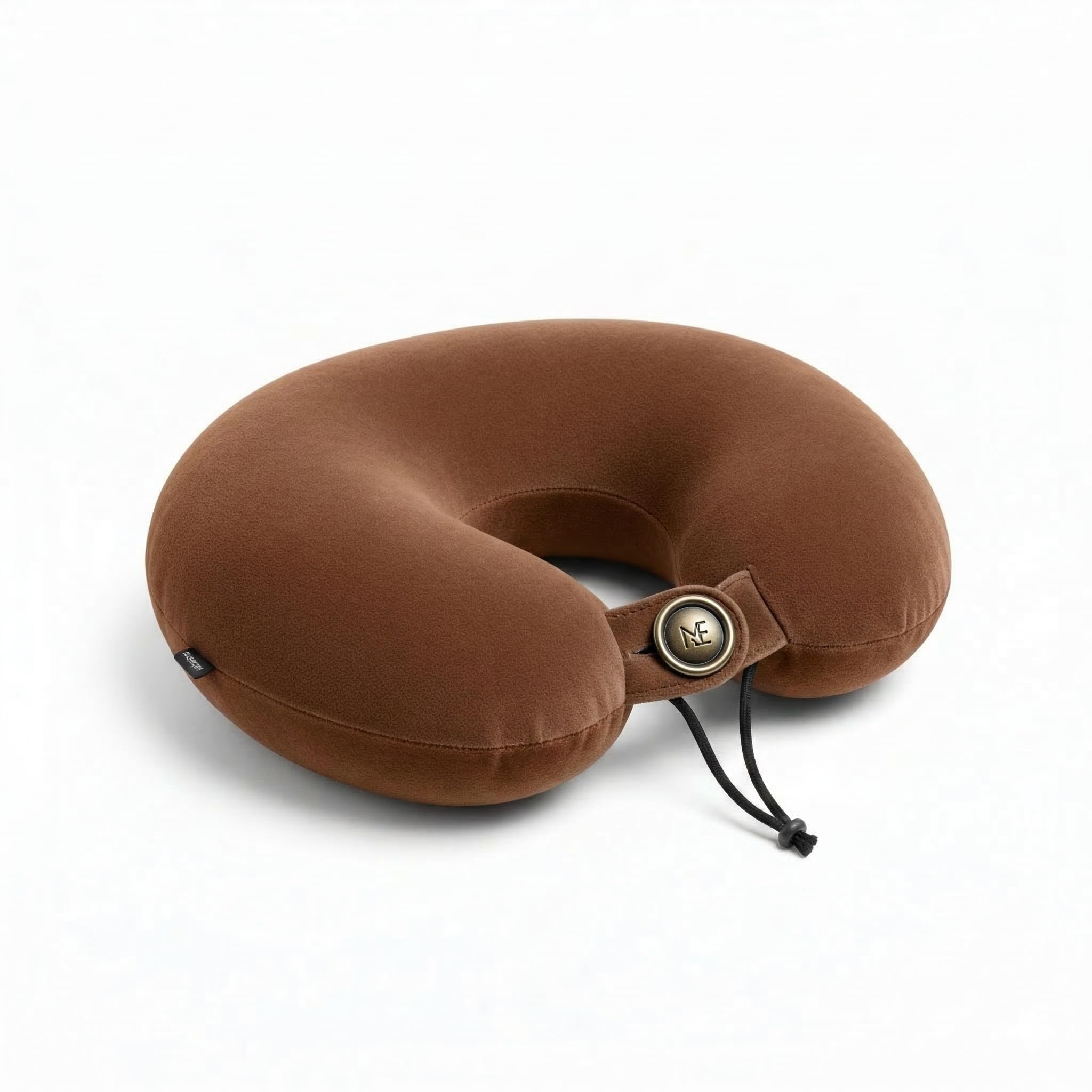 Travel Neck Pillow Brown | Soft Fabric U-Shaped Neck Support with Button Closure | Premium Fiber Filled Portable Travel Cushion-image-33