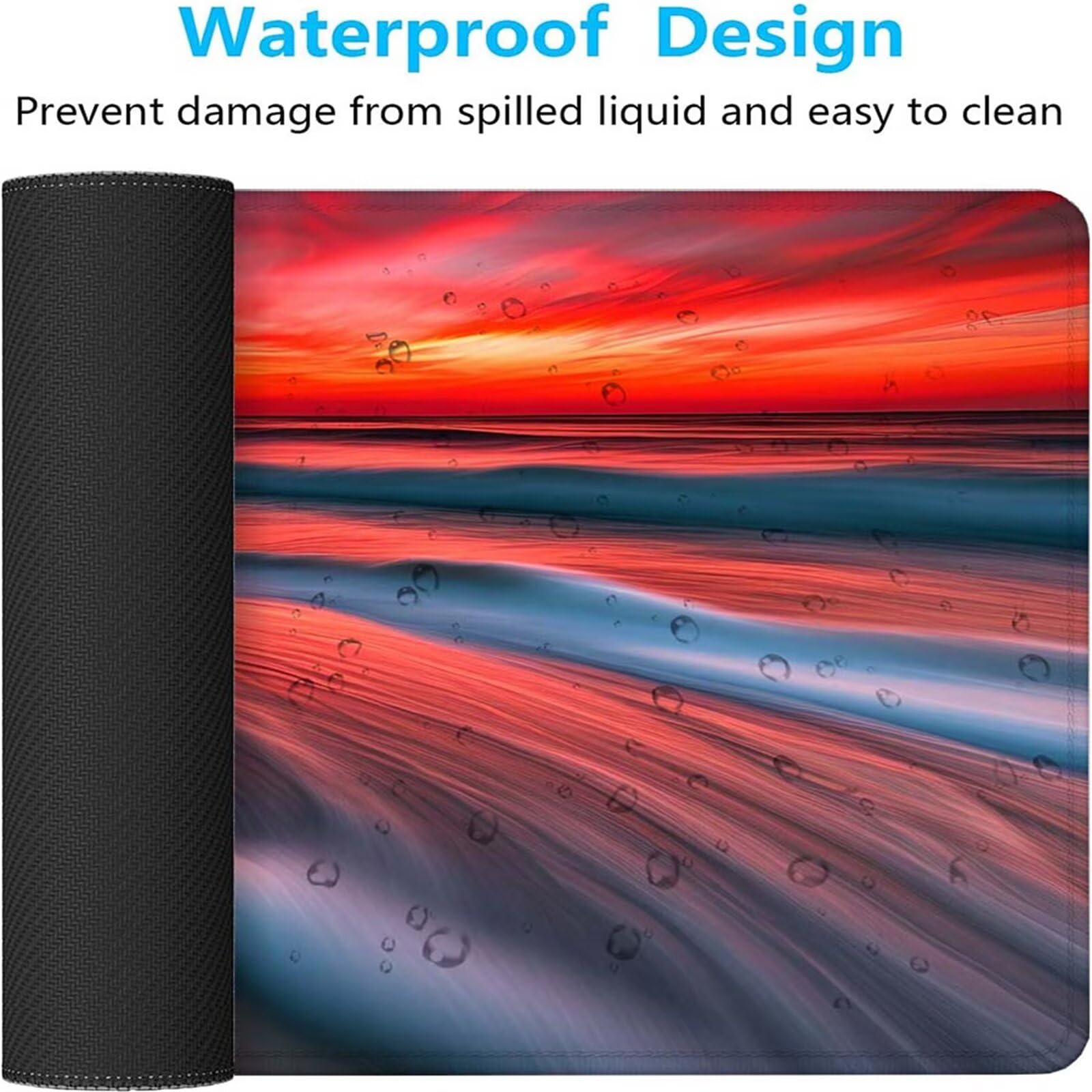 Alfombrilla Ratón Atardecer Playa Alfombrilla Ratón XXL 1400x600x3mm Mouse Pad Resiste Salpicaduras, Extendida de Gran Tamaño con Bordes Cosidos, Mejora la Precisión y la Velocidad, Duradera y-335