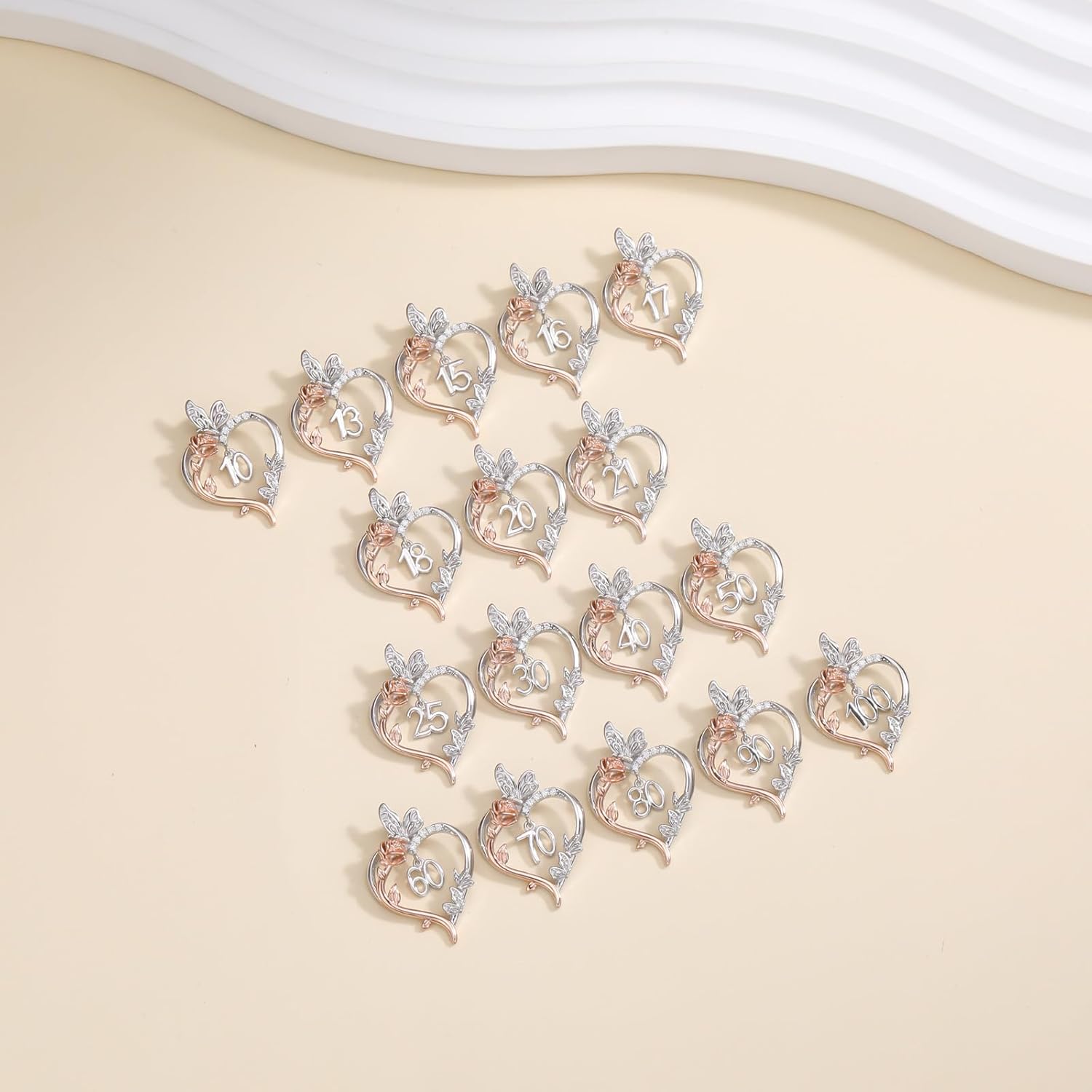 TOUPOP Gifts for Her Rose Heart Necklace 925 Sterling Silver Heart Butterfly Pendant Sweet Year Old Jewelry Anniversary Valentines Day Birthday Gifts Women Girlfriend Wife Mom Grandma - Image 5