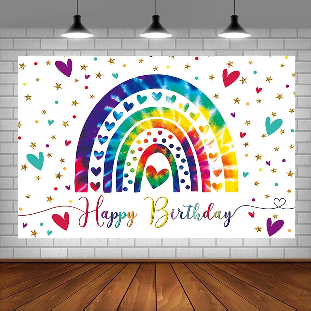 AIBIIN Tie Dye Water Slide Backdrop | 7x5ft Woolen Cloth Photography Background For Parties & Photos