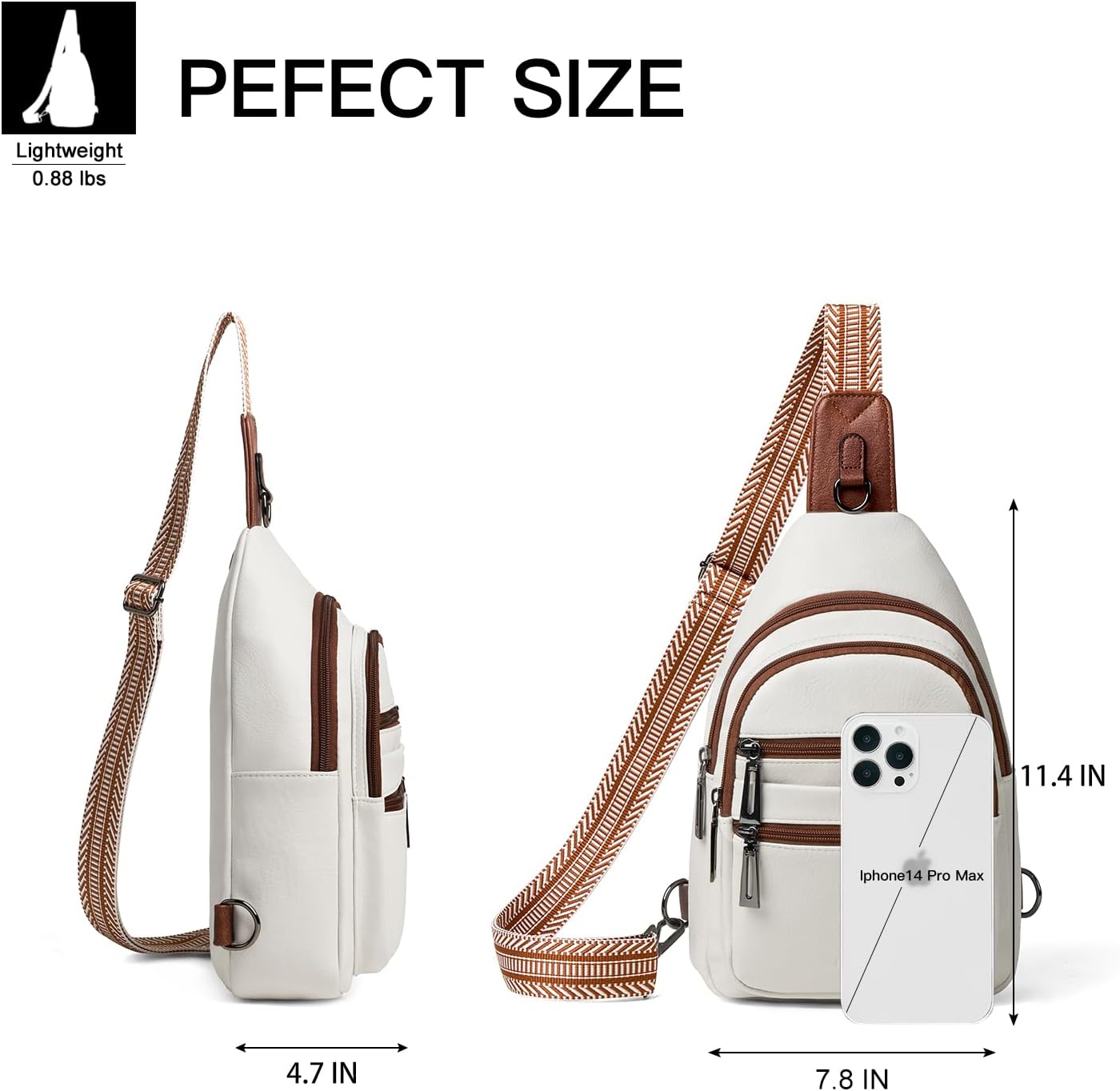 Leresas Sling Bag for Women Crossbody Bags Fanny Pack Sling Purse Backpack Vegan Leather Shoulder Bag Gifts Travel Handbag Anti Theft Beige