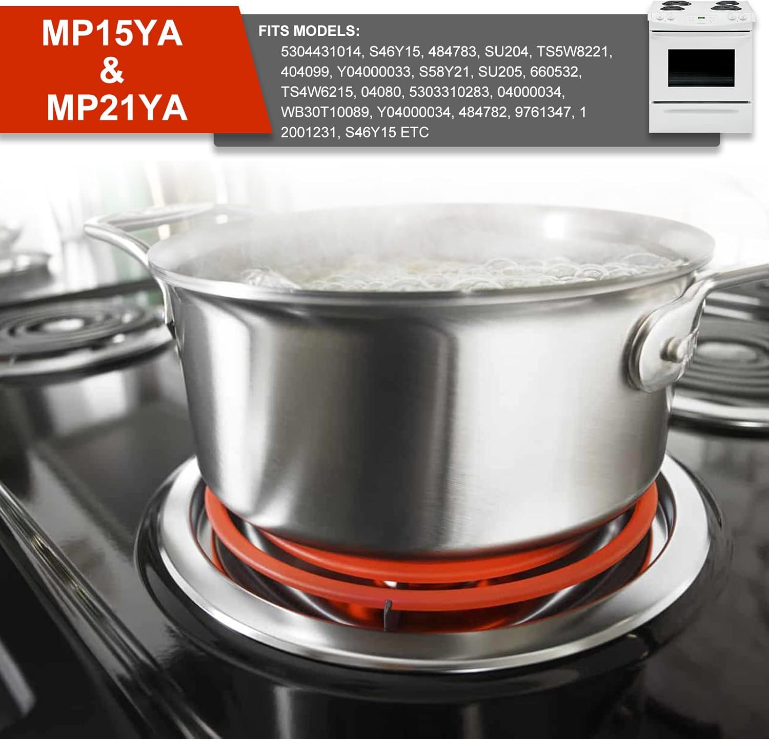 MP15YA 6" Electric Range Burner Element & 8" MP21YA Electric Stove Burner Replacement Fit for Hard-wick & Ken-more & May-tag & Nor-ge & Whirl-pool Electric Range Stove by AMI PARTS