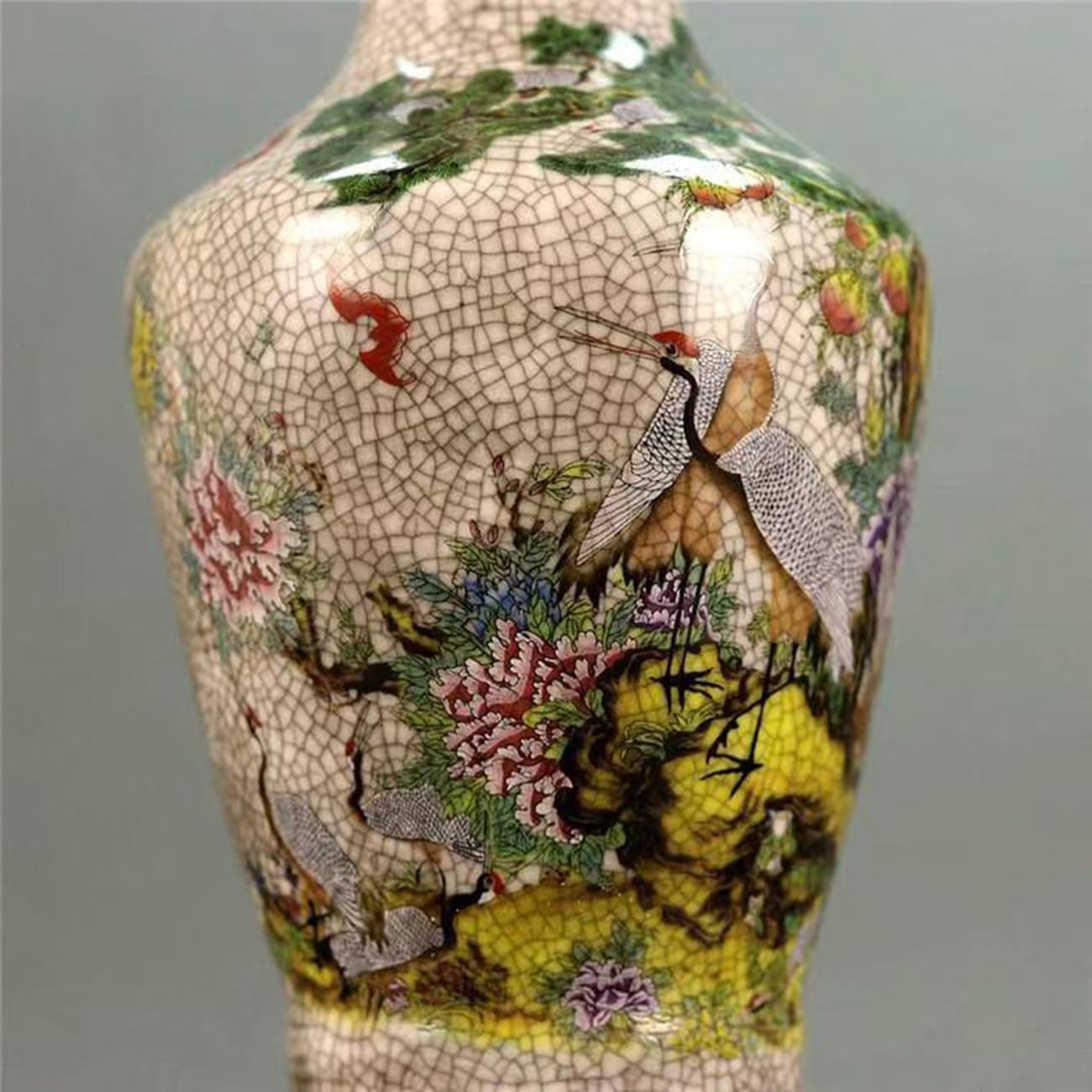 Ceramic Art Handmade Vase Vintage Chinese Style Vase Smooth Surface Home Decoration for Thanksgiving Birthday,Red