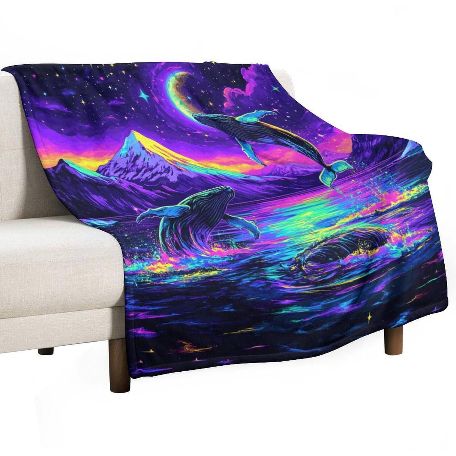Couverture flanelle animaux marins fantastiques plaid polaire
