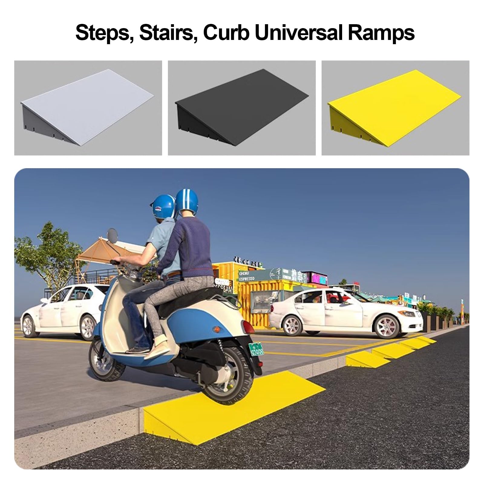 CSPJPIZIYB Ramp for Indoor Outdoor Universal, Wheelchair Ramp for Home, Threshold Ramp, Non-Slip Plastic Curb Ramps(Black,50x38x15cm)