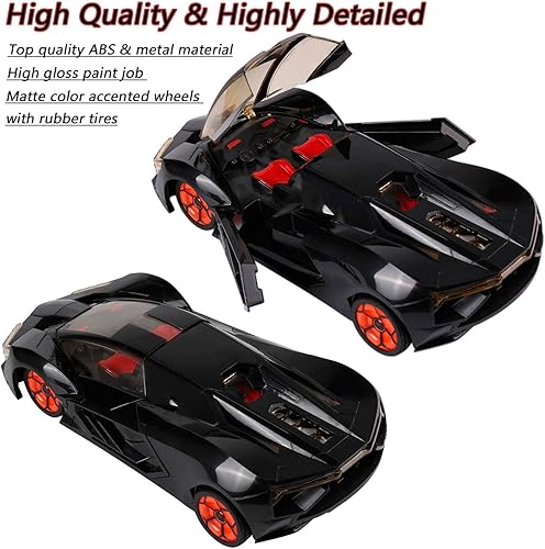 Miniatura 3 de Auto deportivo a control remoto para niños con puertas abiertas, luces de trabajo a escala 112 a control remoto, vehículo de juguete de carreras