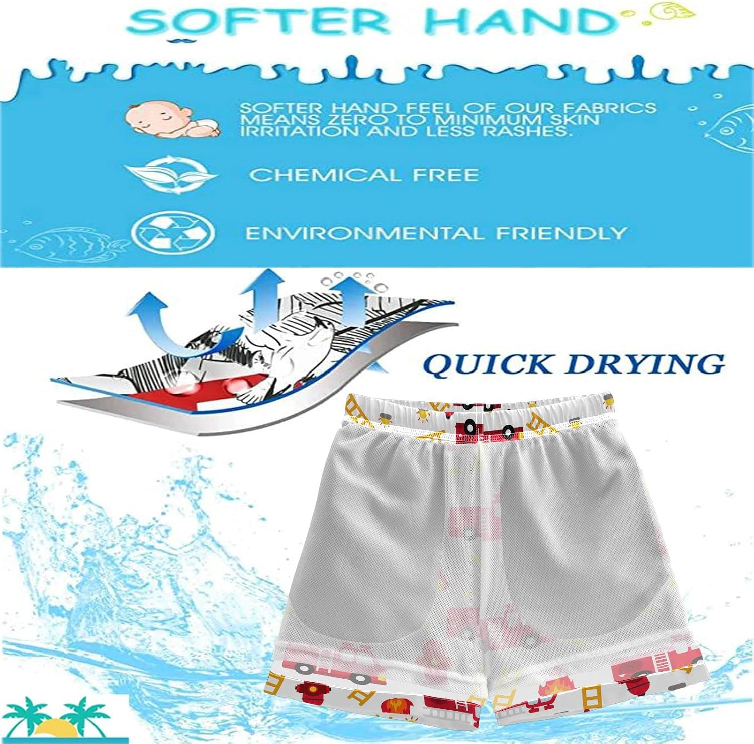 visesunny Funny Boys Swim Trunks Quick Dry Swim Shorts Kids Bathing Suits Boy Swimsuit Swimwear Size from 2T to 14/16